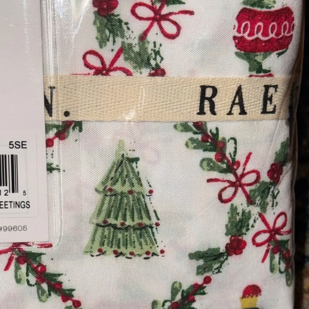 NWT Rae Dunn Christmas Holiday Full Size Sheet Set - Red/Green Ornaments - Picture 4 of 7